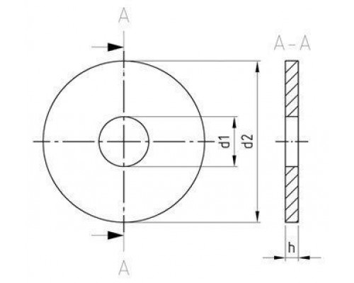 DIN 440 A2 R 5,5 Шайба тип R увеличенная для деревянных конструкций плоская