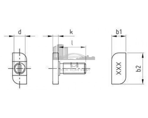 M 8X20 Art. 9097 A2 Болт нержавеющий для крепления профиля, тип 28/15, исполнение 2 - с квадратным подголовком 28/15 с Т-образной головкой