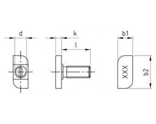 M 8X20 Art. 9097 A2 Болт нержавеющий для крепления профиля, тип 28/15, исполнение 2 - с квадратным подголовком 28/15 с Т-образной головкой