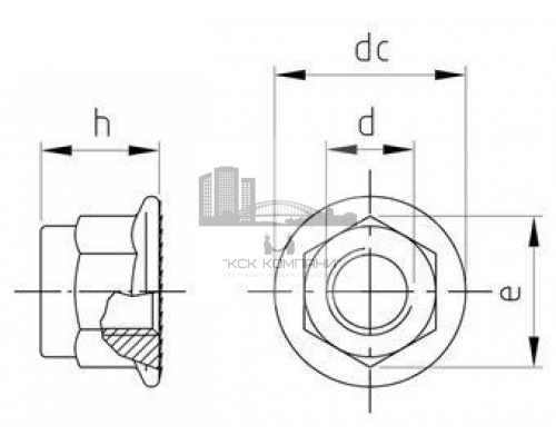 DIN 6926 М12 SW18 A4 Гайка нержавеющая, фланцевая шестигранная с зубцами, самоконтрящаяся