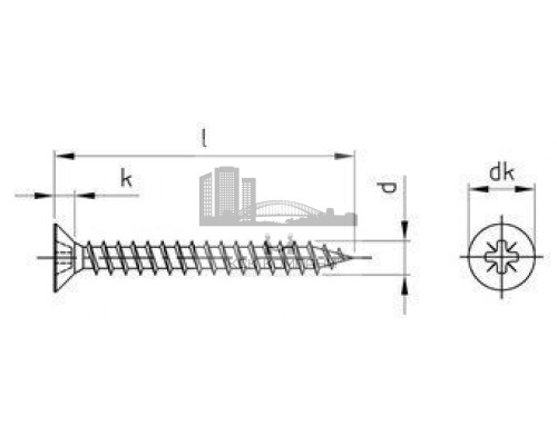 Art. 9050 A4 3,0X45 Z Саморез с потайной головой и шлицем PZ нержавеющий универсальный  купить в Москве