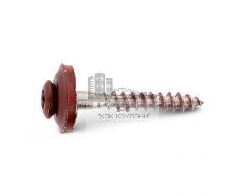 Art. 9087 A2 4,5X35 TX20 - RAL 3009 Шуруп c полупотайной головой и двухсоставной шайбой, звездообразный шлиц TX (TORX), с фиксированной EPDM прокладкой, нержавею  купить в Москве