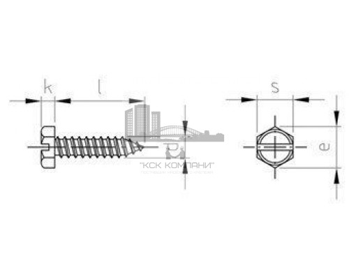 DIN 7976 A2 C 4,2X13 SZ Саморез острые с шестигранной головкой и шлицем SL  купить в Москве