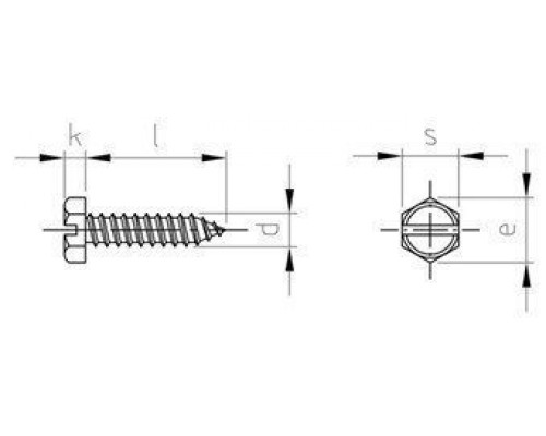 DIN 7976 A2 C 4,2X19 SZ Саморез острые с шестигранной головкой и шлицем SL