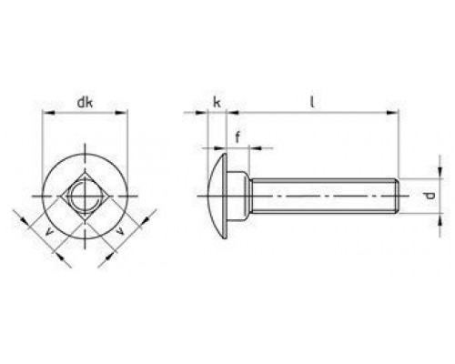 M 5X120/120 DIN 603 A2 Болт нержавеющий с квадратным подголовком, полукруглой головкой, полная резьба