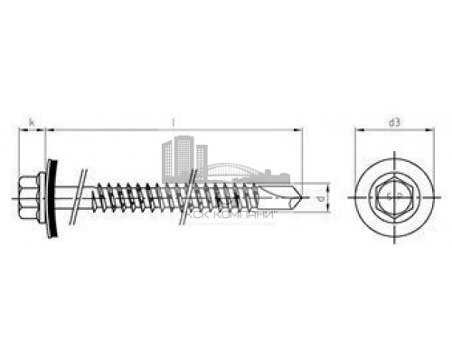 Art. 9504 A4/CV 5,5X25 Винт биметаллический самонарезающий сверлоконечный с уплотнительной шайбой 16 мм (сверл. способность 6 мм)  купить в Москве