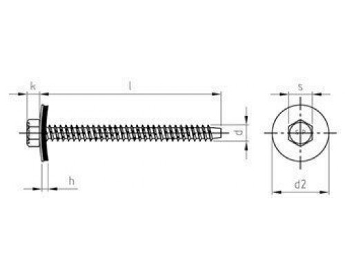 Art. 9098 A2 BZ 6,3X25 Саморез фасадный с тупым концом, шестигранной головой и EPDM-шайбой 22 мм Art. 9098 A2 BZ 6,3X25 Саморез фасадный с тупым концом, шестигранной головой и EPDM-шайбой 22 мм