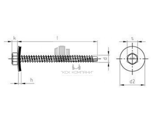 Art. 9098 A2 BZ 6,3X115 Саморез фасадный с тупым концом, шестигранной головой и EPDM-шайбой 22 мм  купить в Москве