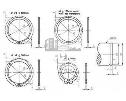 DIN 471 1.4122 A 20X1,2 Стопорное наружное кольцо для вала нержавеющее  купить в Москве