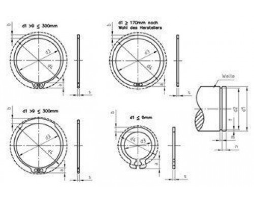 DIN 471 AISI 301 A 125X4,0 Стопорное наружное кольцо для вала нержавеющее DIN 471 AISI 301 A 125X4,0 Стопорное наружное кольцо для вала нержавеющее