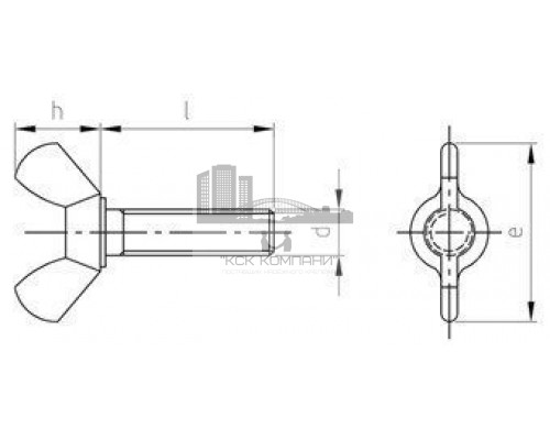 Art. 316 A2 M 12X50 Винт-барашек с прямоугольными лепестками нержавеющий американский тип