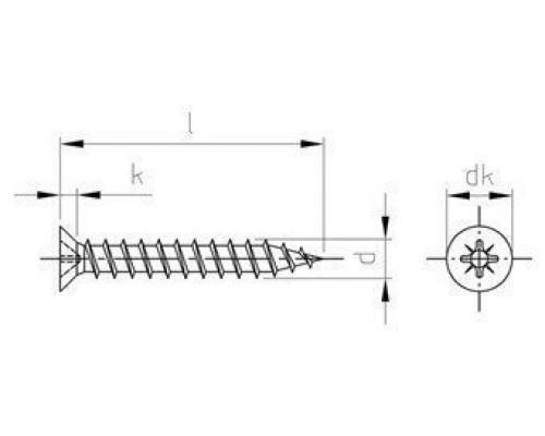 Art. 9063 A2 3,0X20 Z Шуруп с потайной головой (d=5 мм) и крестообразным шлицем PZ