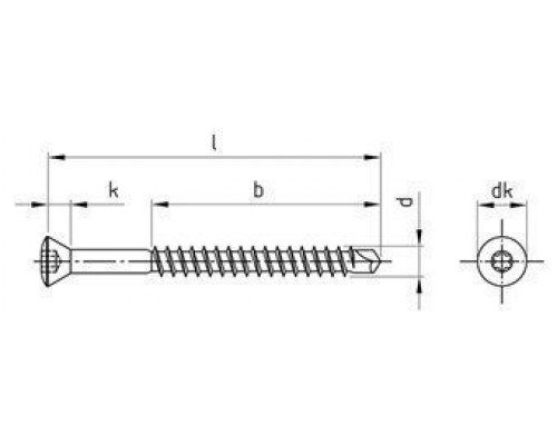 Art. 9041 A2 3,2X30/18 TX10 Саморез нержавеющий с потайной зауженной головой для половой доски самозенкующийся с буром