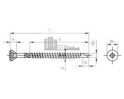 Art. 9241 AISI 410 5,0X45/30 TX20 Шуруп самосверлящий самозенкующийся с полупотайной головкой со второй фиксирующей резьбой, с углом головки 60° и звездо  купить в Москве
