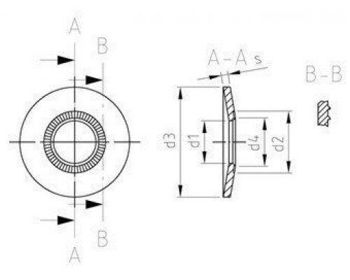 NF E 25-511 A2 4X14X1,0 Шайба пружинная тип L с насечками NF E 25-511 A2 4X14X1,0 Шайба пружинная тип L с насечками
