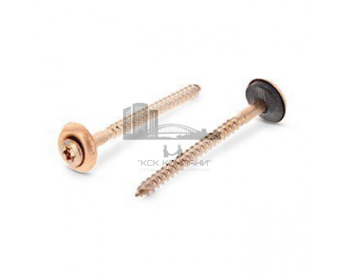 Art. 9287 A2-Cu 4,5X150 TX25 Шуруп по дереву с полупотайной головой с двухсоставной EPDM-шайбой (15 мм), шлиц TX