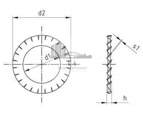 DIN 6798 A2 A 7,4 Шайбы тип A с внешними зубьями стопорные пружинные