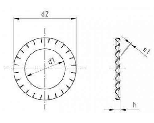 DIN 6798 A2 A 31,0 Шайбы тип A с внешними зубьями стопорные пружинные