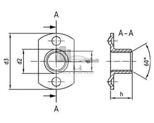 Art. 9060 A2 M 5 d 19 / h 7,5 Гайка нержавеющая тип А, приварная с двумя точками сварки