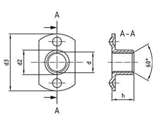 Art. 9060 A2 M 6 d 19 / h 7,5 Гайка нержавеющая тип А, приварная с двумя точками сварки