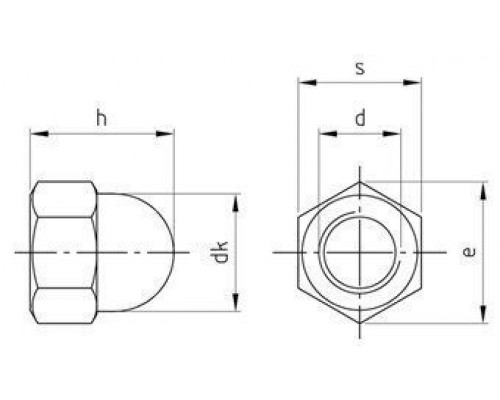 DIN 1587 A2 M 10X1,25 A/F 17 Гайка высокая нержавеющая шестигранная