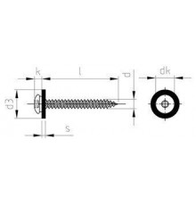 Art. 9066 A2 C 3,9X19 TX15 - RAL 7016 Саморезы для подоконников с мелкой резьбой и подкладной шайбой из полиамида, шлиц TX