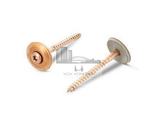 Art. 9088 A2-Cu 4,5X55 TX20 Шуруп по дереву с полупотайной головой с закрепленной EPDM-шайбой (20 мм), шлиц TX