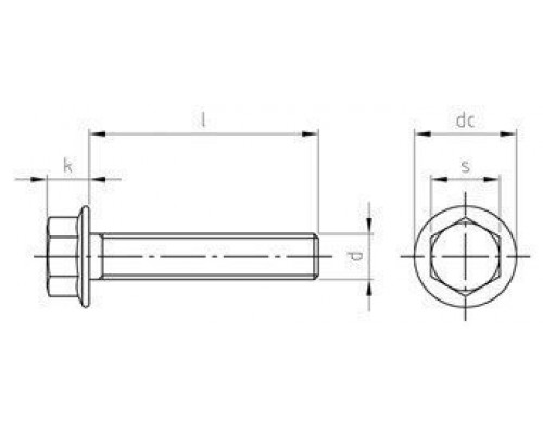 M 12X120/120 DIN 6921 A4 Болт нержавеющий с фланцем и шестигранной головкой