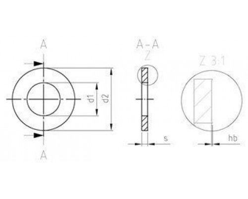 NF E 25-513 A4 M36 Шайба плоская AFNOR тип M нержавеющая