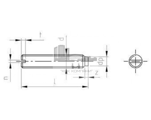 DIN 417 AISI 303 M 3X18 Винт установочный с прямым шлицем и цилиндрическим концом нержавеющий