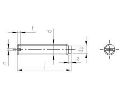 DIN 417 A2 M 8X16 Винт установочный с прямым шлицем и цилиндрическим концом нержавеющий