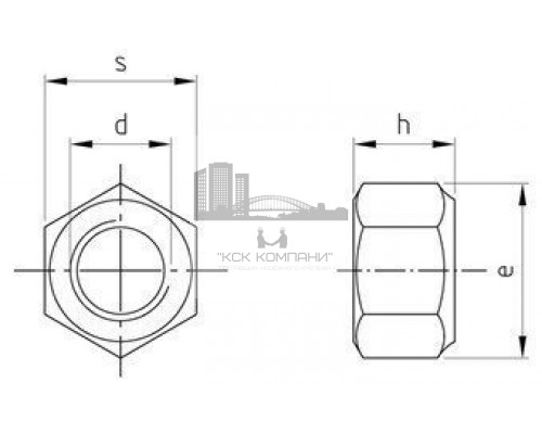 DIN 985 М36 SW55 A2 Гайка нержавеющая, низкий тип, самоконтрящаяся шестигранная
