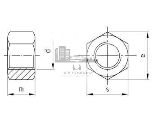 ISO 4033 A2-70 M 16 Гайка нержавеющая h=d, шестигранная
