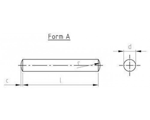 DIN 7 AISI 303 14m6X70 Штифт цилиндрический незакаленный с допуском m6 нержавеющий