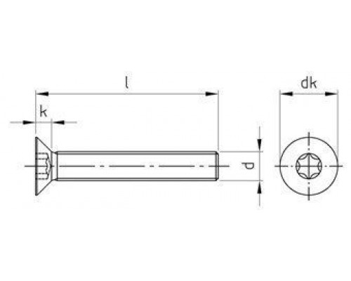 ISO 10642 A4 M 5X20 TX25 Винт нержавеющий с потайной головой и звездообразным шлицем TX (TORX)