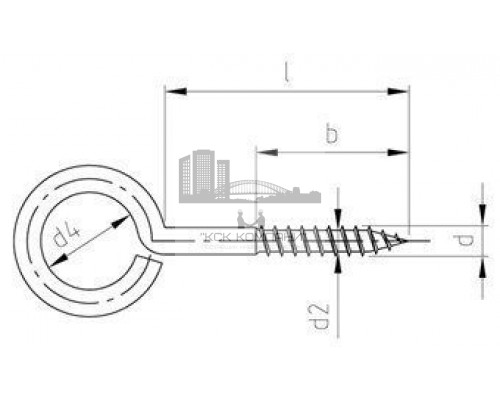 Art. 9079 A2 4,4X40 Шуруп с петлей нержавеющий  купить в Москве