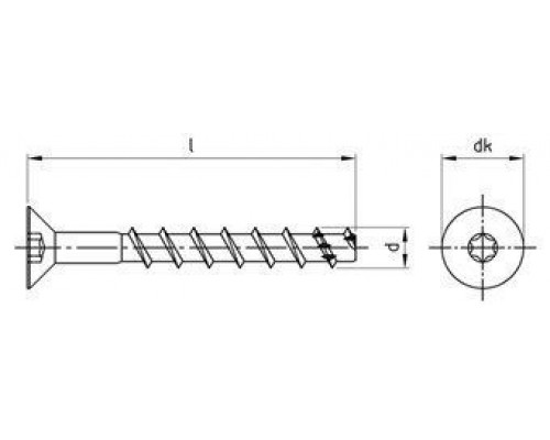 7,5X85/30 TX30 Art. 9001 A4 Болты нержавеющие с потайной головкой ETA-15/0514