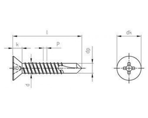 DIN 7504 A4 O 6,3X32 H Саморез самонарезающий сверлоконечный с потайной головой форма "О" с крестообразным шлицем PH (Phillips) нержавеющий