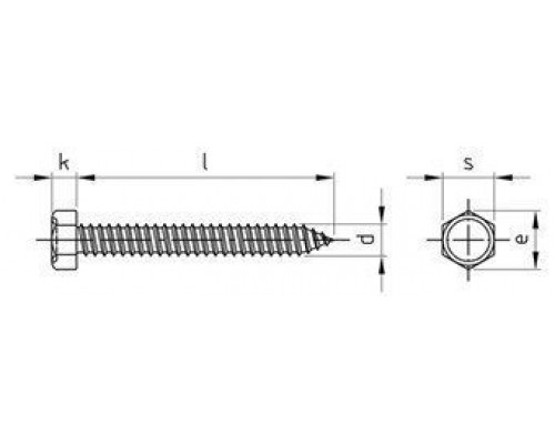 DIN 7976 A2 C 4,2X45 Винт самонарезающий с шестигранной головой нержавеющий DIN 7976 A2 C 4,2X45 Винт самонарезающий с шестигранной головой нержавеющий