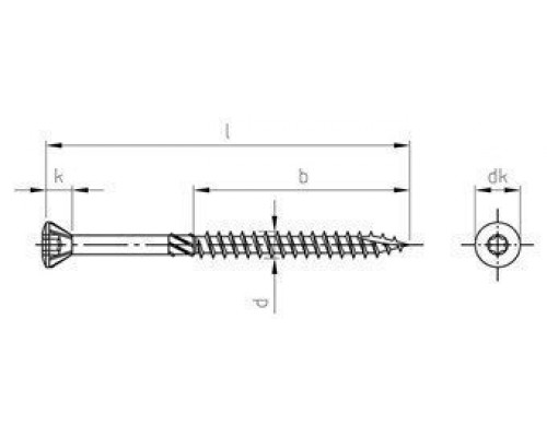 Art. 9242 A4 4,5X40/24 TX20 Шуруп самосверлящий самозенкующийся с полупотайной головой с режущей кромкой и второй фиксирующей резьбой, углом головки 6