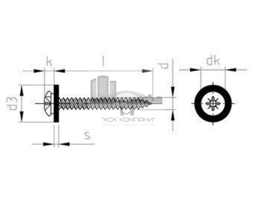 Art. 9066 A2 C 3,9X32 Z - RAL 7016 Саморезы для подоконников с мелкой резьбой и подкладной шайбой из полиамида, шлиц PZ