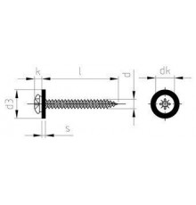 Art. 9066 A2 C 3,9X32 Z - RAL 7016 Саморезы для подоконников с мелкой резьбой и подкладной шайбой из полиамида, шлиц PZ