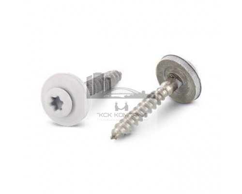 Art. 9087 A2 4,5X80 TX20 - RAL 9010 Шуруп c полупотайной головой и двухсоставной шайбой, звездообразный шлиц TX (TORX), с фиксированной EPDM прокладкой, нержавею