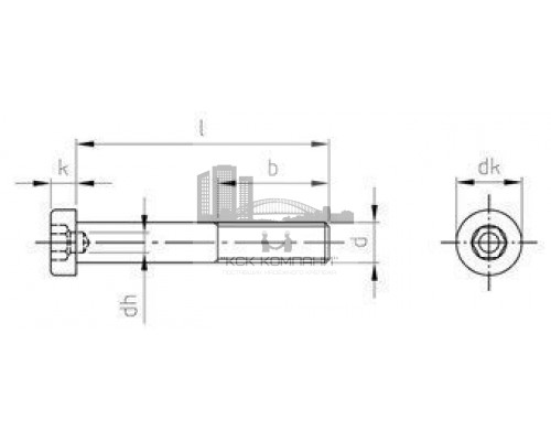 DIN 6912 A4 M 24X100 Винт с низкой цилиндрической головой, внутренним шестигранником и центрирующим отверстием нержавеющий