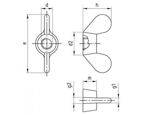 DIN 315 A2 M 14 Гайка нержавеющая немецкий тип с округлыми лепестками (German)