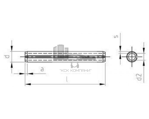 ISO 8752 AISI 301 8X100 Штифт цилиндрический пружинный, разрезной, трубчатый из нержавеющей стали