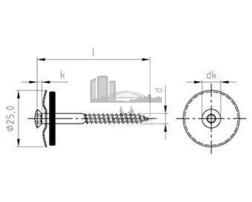 Art. 9089 A2 4,5X30 TX20 Шуруп по дереву с полупотайной головой с незакрепленной EPDM-шайбой (25 мм), шлиц TX  купить в Москве