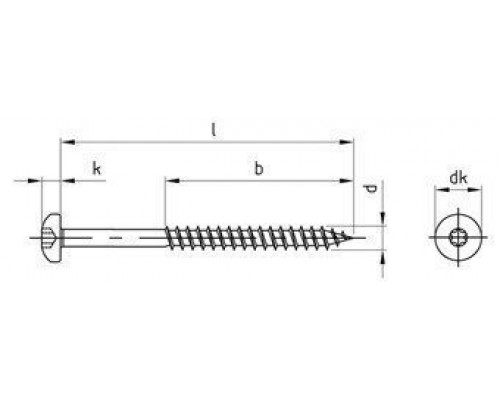 Art. 9045 A4 4,5X35/24 TX20 Саморез универсальный с полукруглой головой нержавеющий и шлицем TORX