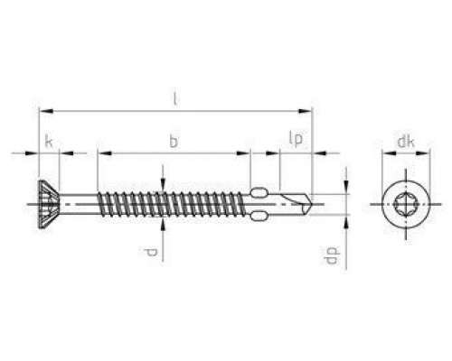 Art. 9510 A2/CV 5,5X45 TX30 Саморез биметаллический самозенкующий с потайной головой для тонколистового металла (сверл. способность 6 мм)
