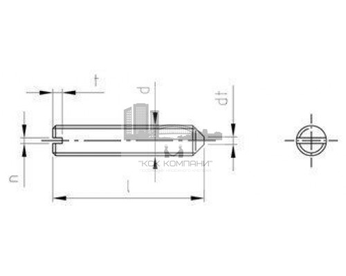 DIN 553 A4 M 5X10 Винт установочный нержавеющий с коническим концом и прямым шлицем